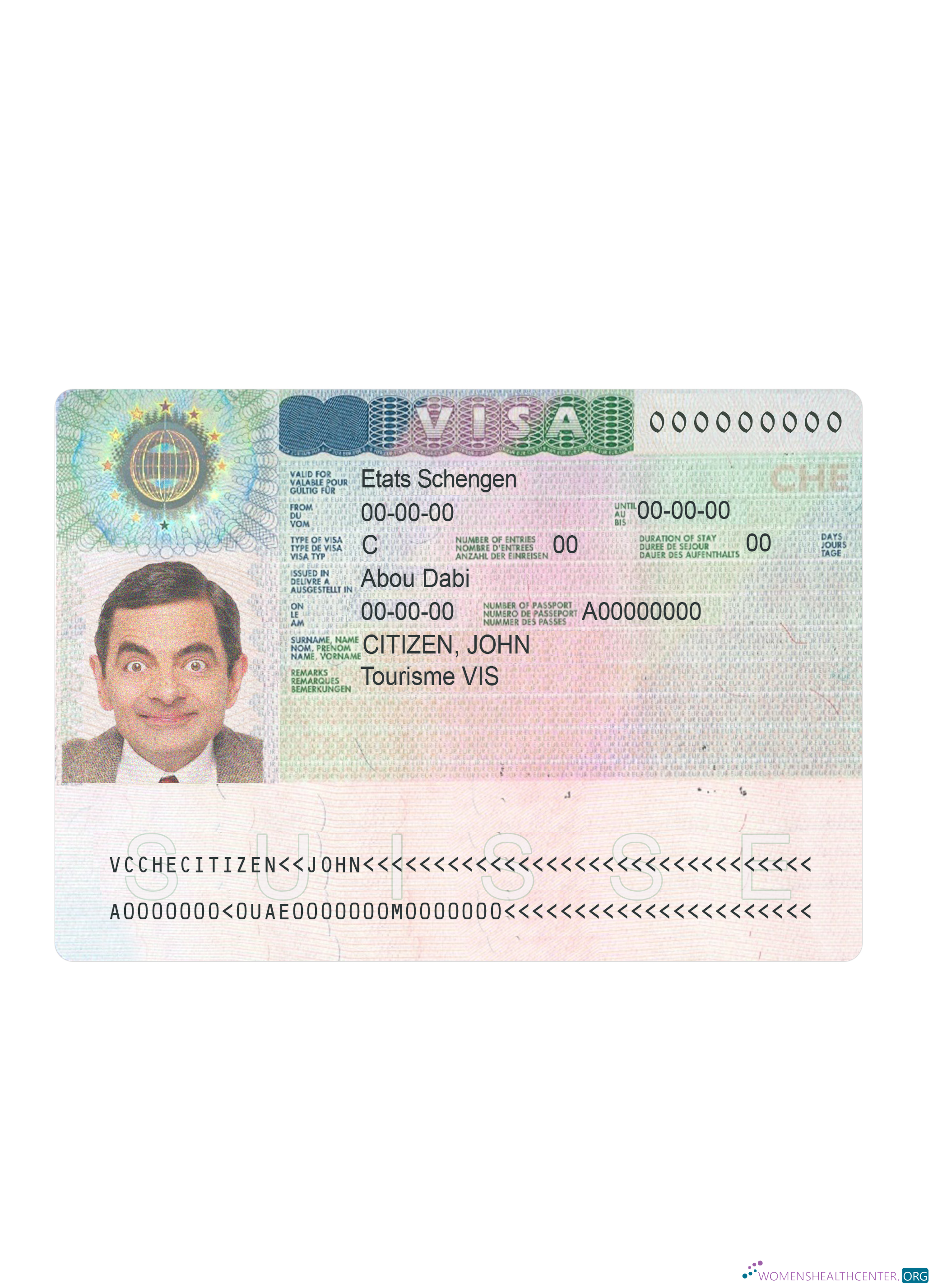 Download Switzerland schengen visa Photoshop template